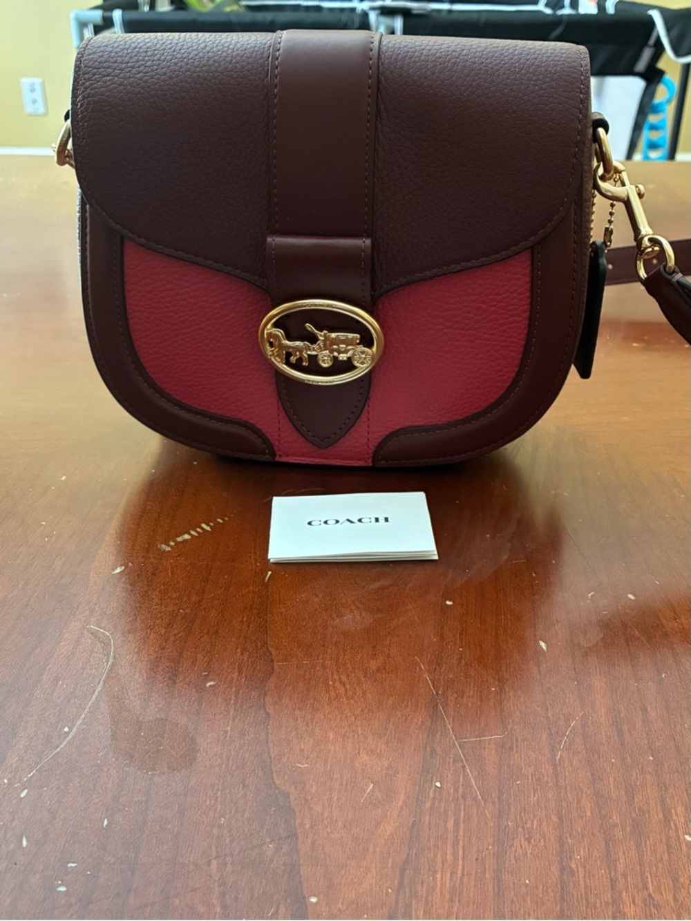 Coach Brown and Red Saddle Crossbody Bag